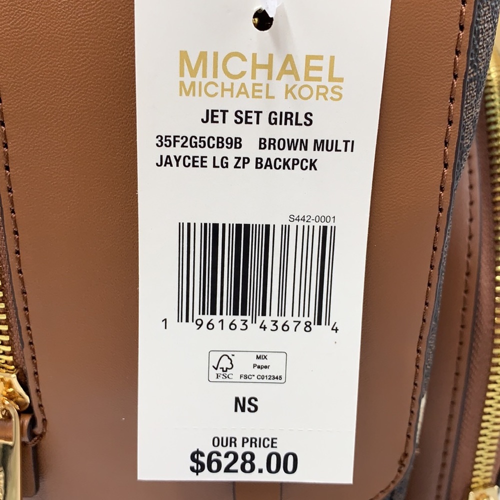 MICHAEL KORS JET SET GIRLS JAYCEE LARGE ZIP POCKET BACKPACK BROWN MULTI COLOR - Picture 13 of 16